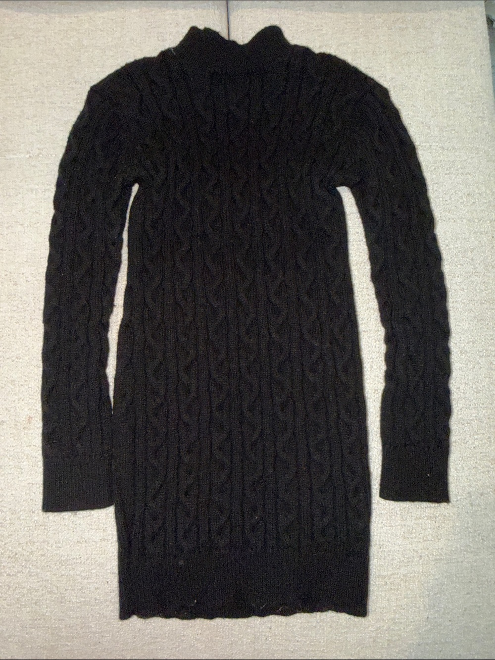 SHEIN Black Cable Knit Turtleneck Sweater Dress